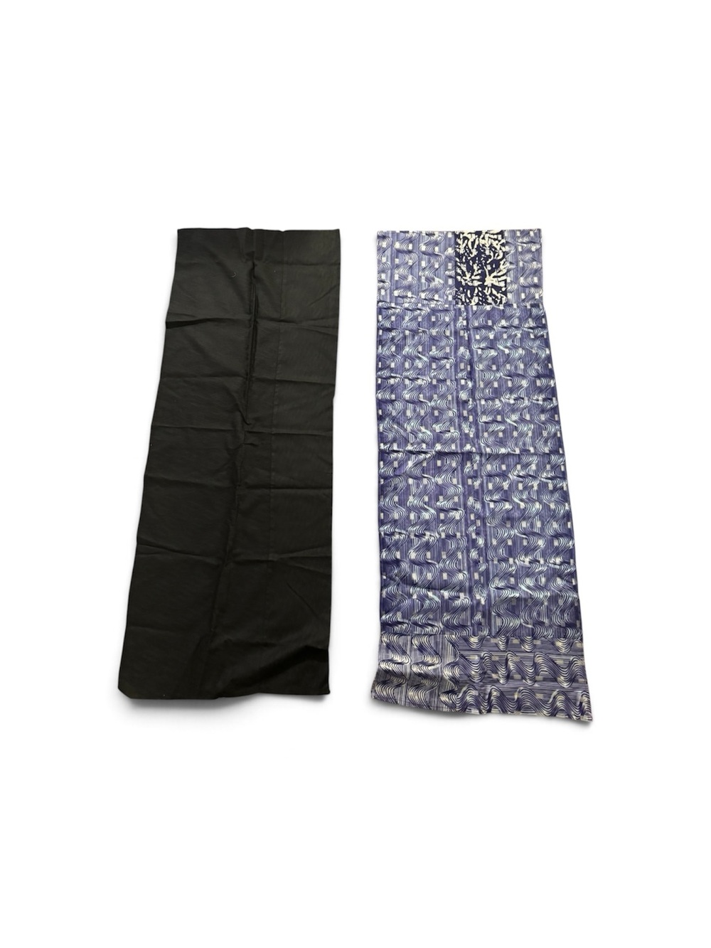 2 African Fabric Wraps | Black + Blue Print